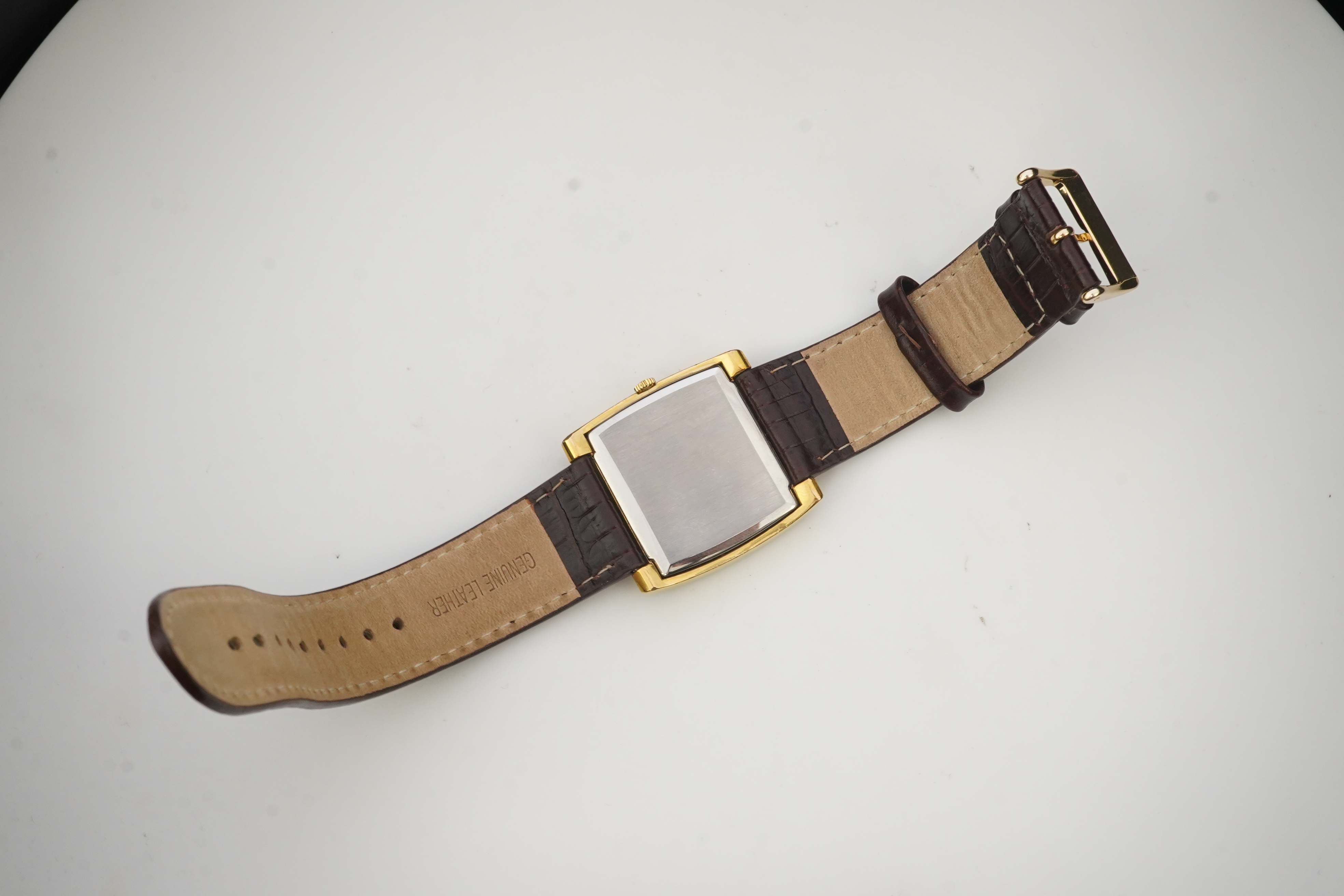 A gentleman's 1970's? steel and gold plated Omega manual wind dress wrist watch, on a later associated leather strap